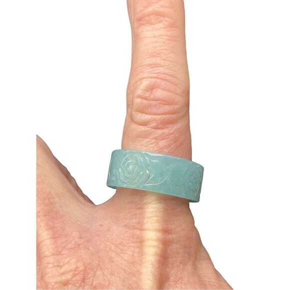 QVC gemstone rose carved blue ring size 10 - Picture 1 of 8